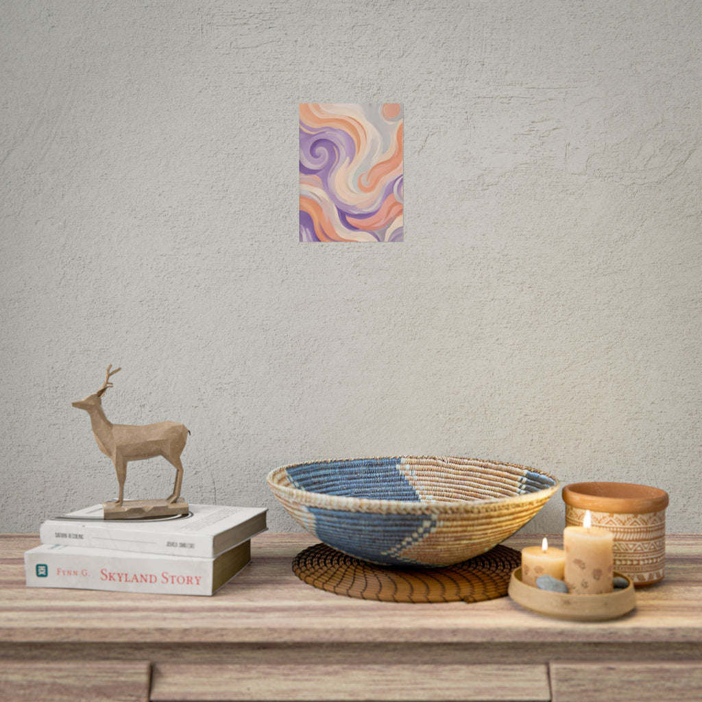 Abstract Swirl Poster - Peach & Lavender Fluid Art Rolled Wall Print