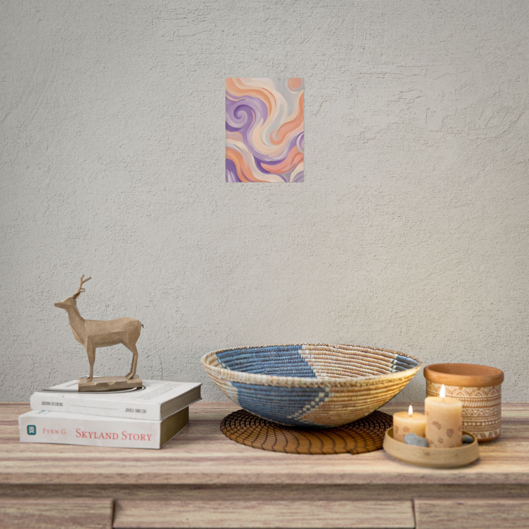 Abstract Swirl Poster - Peach & Lavender Fluid Art Rolled Wall Print