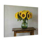 Sunflowers in Green Pitcher Wall Art - Stretched Canvas