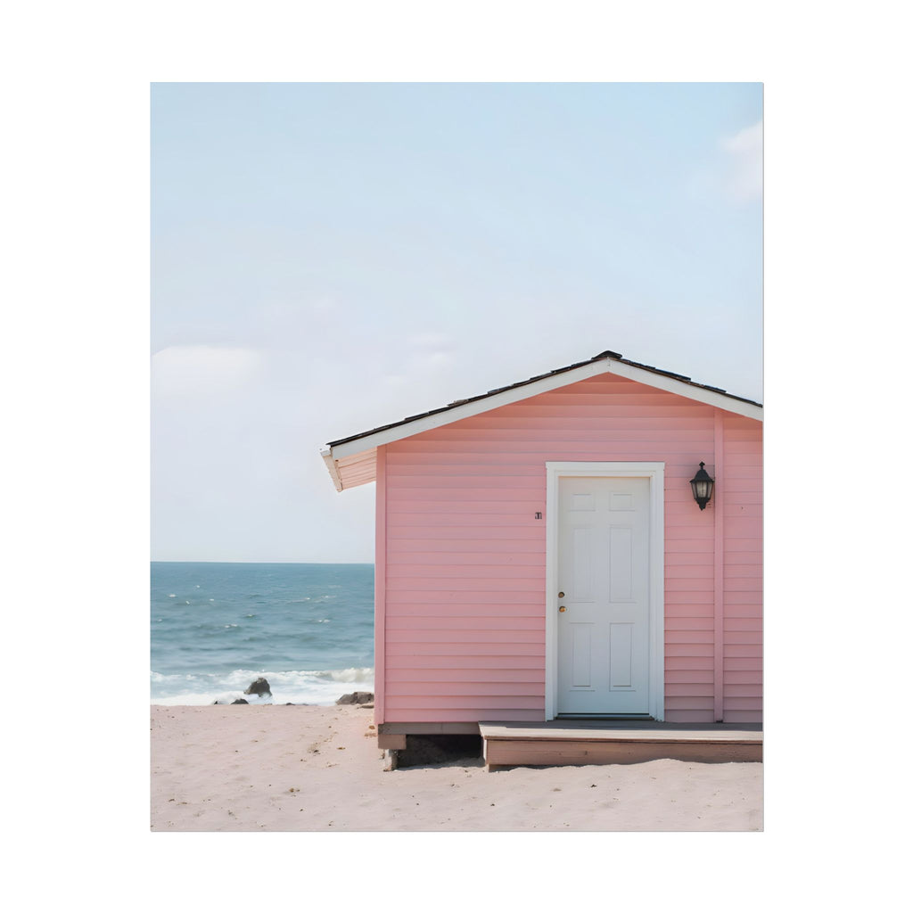 Pink Beach Cottage  Wall Art - Poster