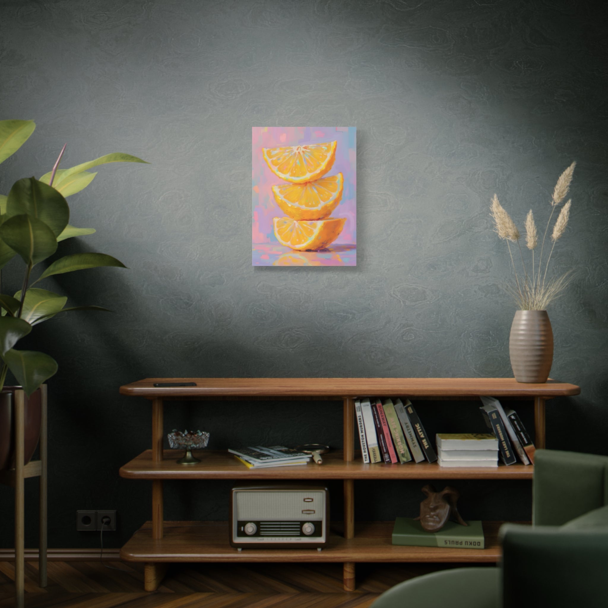 Citrus Slice - Stacked Lemon Wall Art - Stretched Canvas