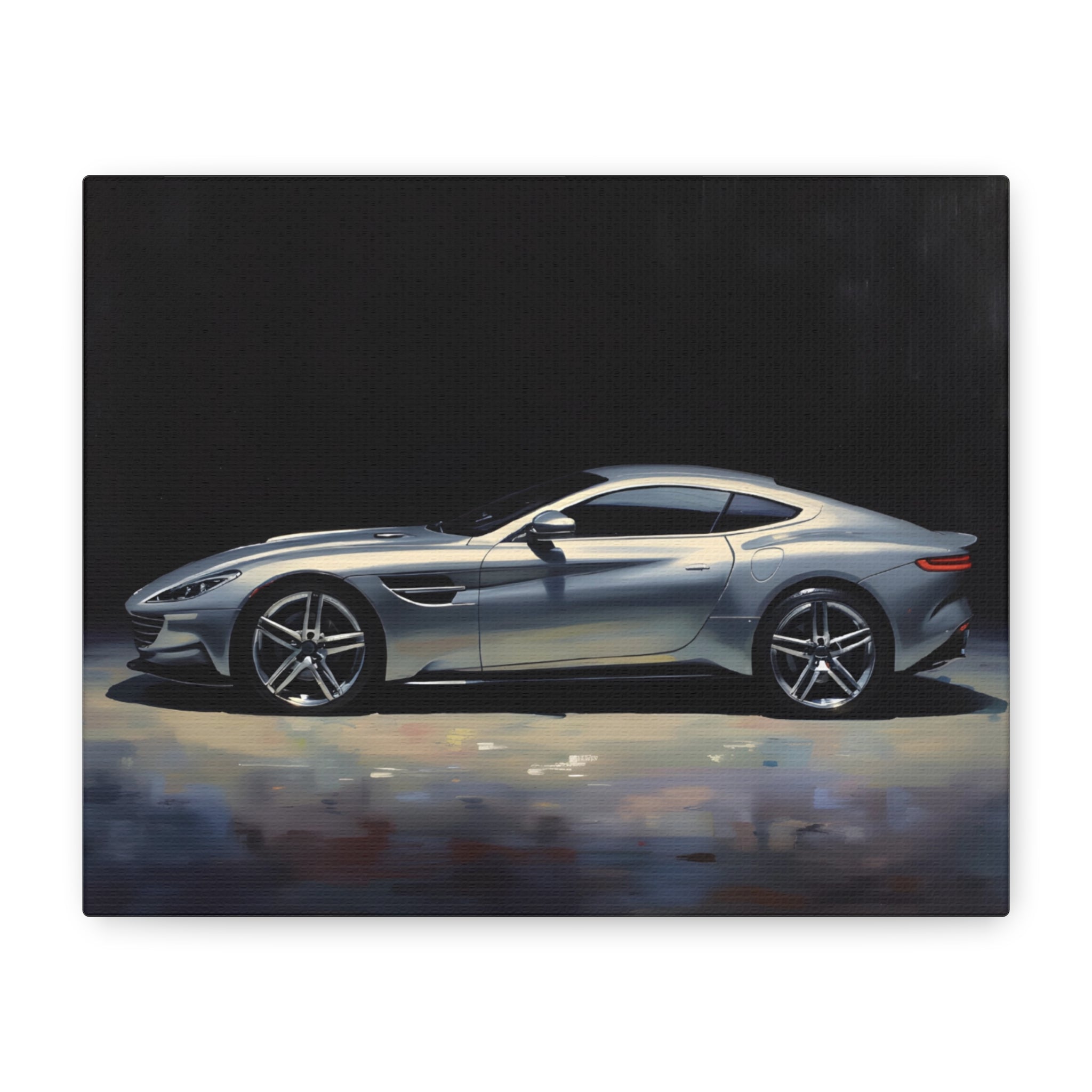 Silver Sports Car Matte Canvas Print — Modern Automotive Wall Art