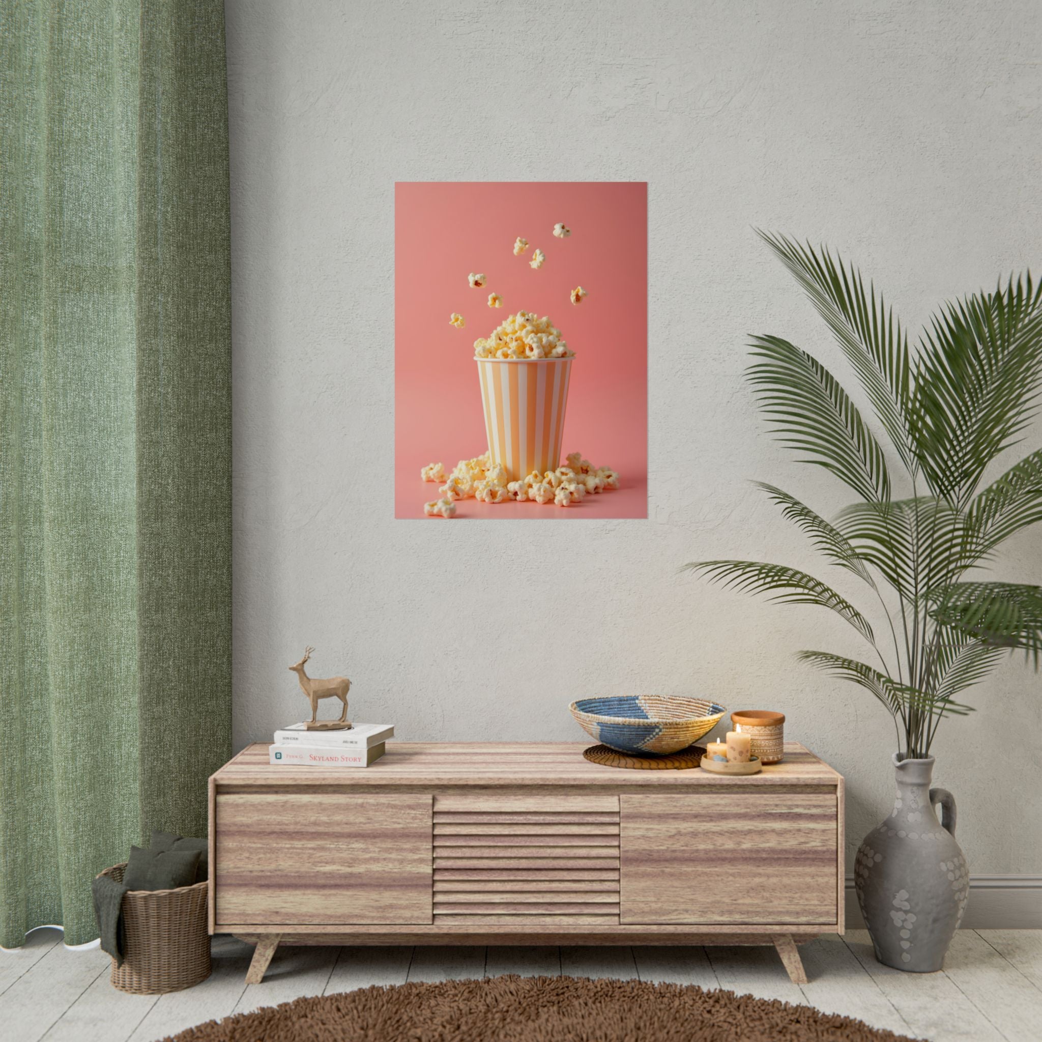 Popcorn with a pink background - Poster
