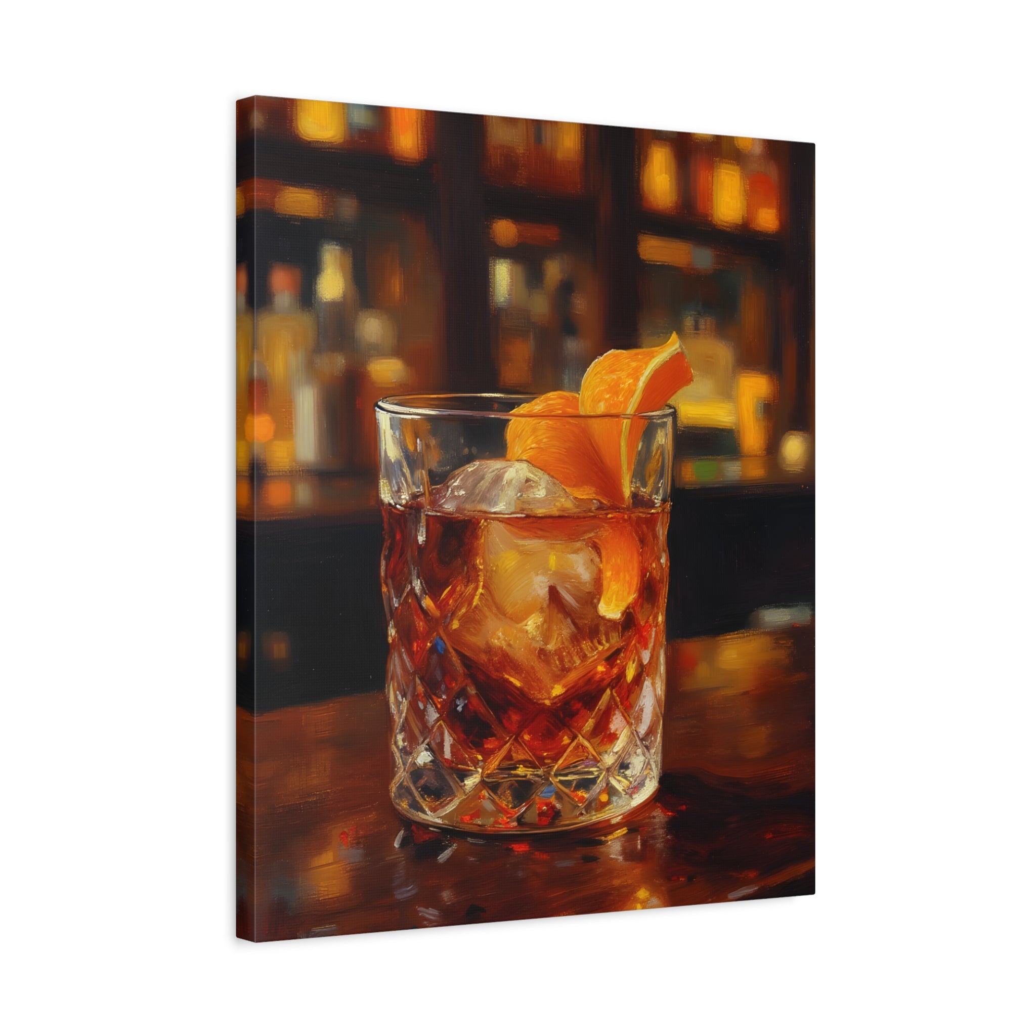 Whisky on Ice Wall Art -  Bar & Home Decor - Stretched Canvas