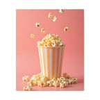 Popcorn with a pink background Wall Art - Stretched Canvas
