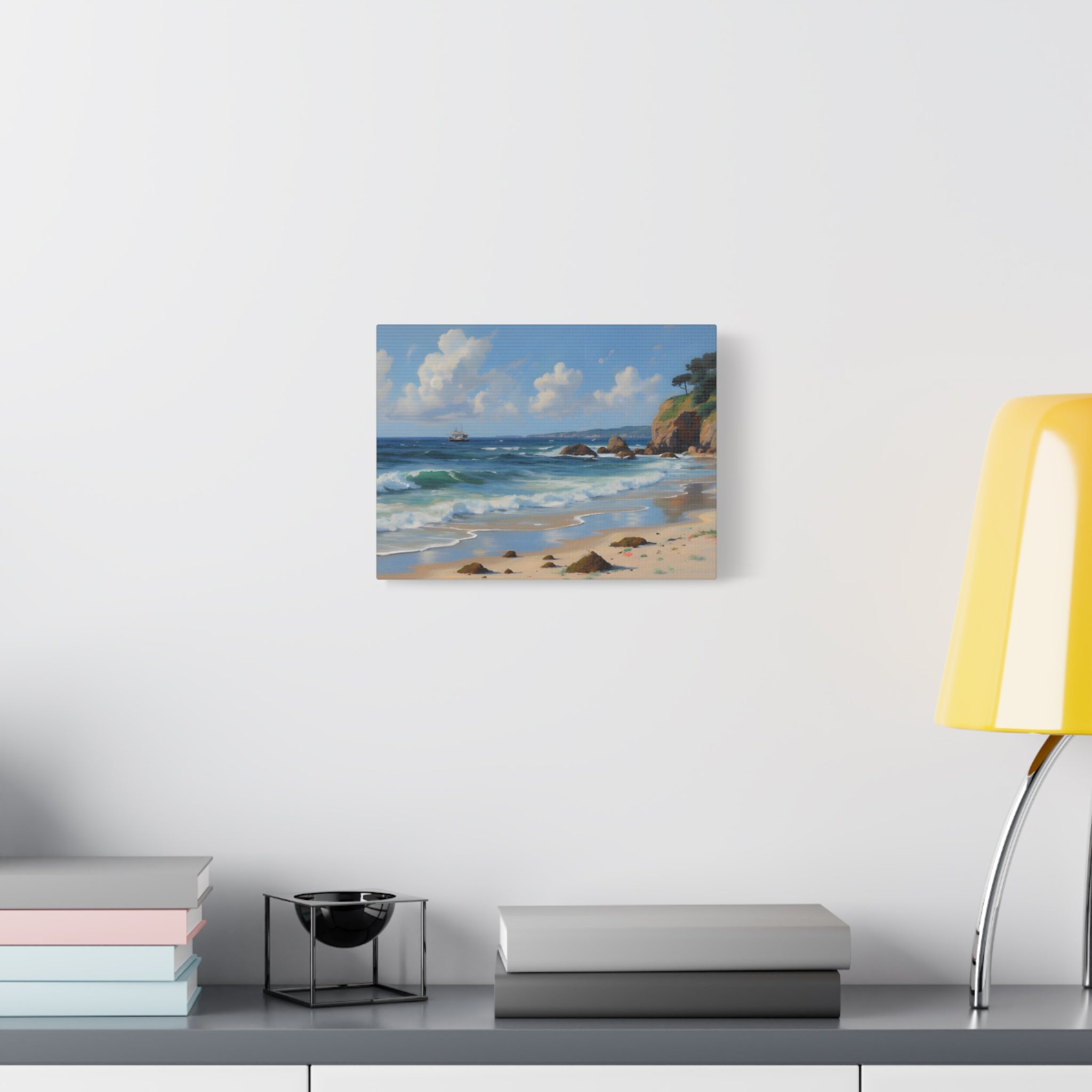 Seaside Beach Canvas Print — Coastal Landscape Matte Stretched Wall Art