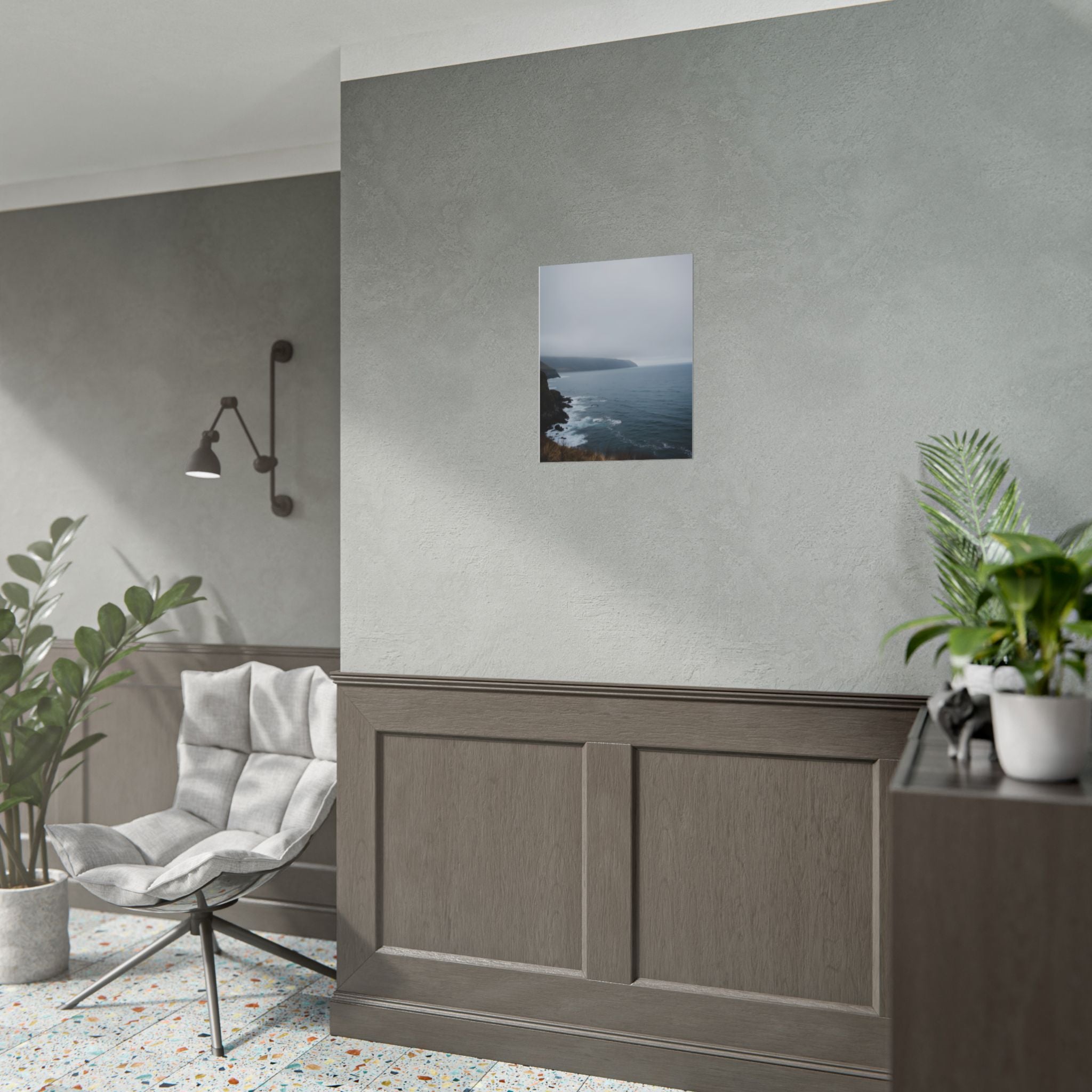 Foggy Coastal Cliff Wall Art  - Poster