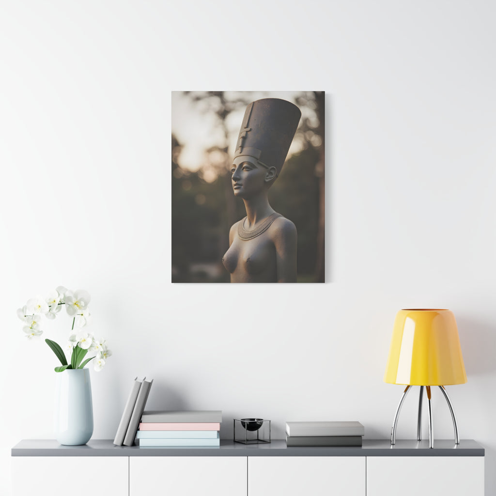 Nefertiti Bronze Statue Wall Art - Egyptian Sculpture Photography - Queen of Egypt - Stretched Canvas
