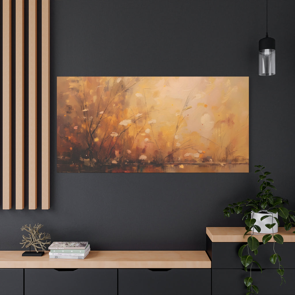 Golden Meadow Abstract Wall Art - Stretched Canvas