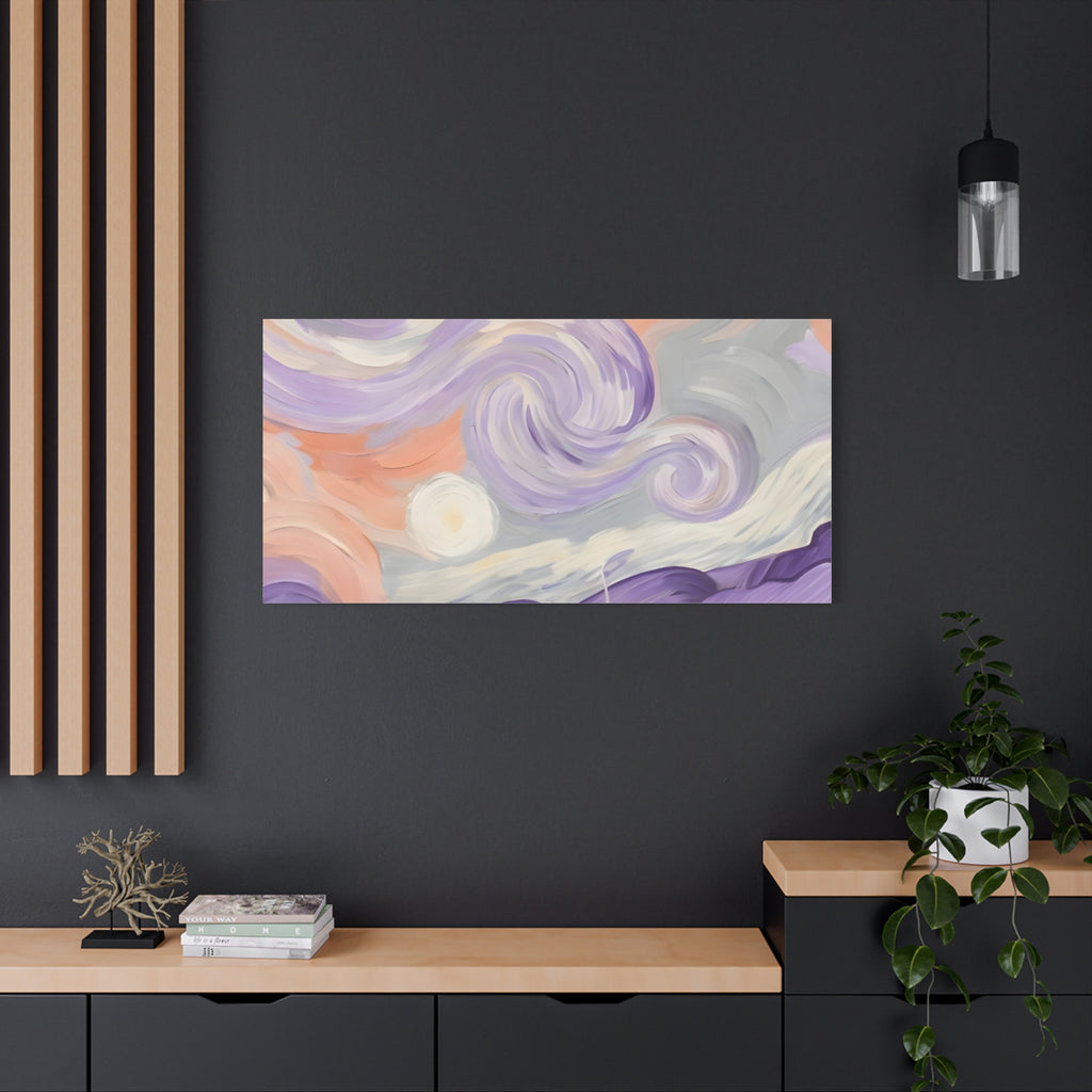 Abstract Swirl Canvas Art – Lavender & Peach Matte Stretched Canvas