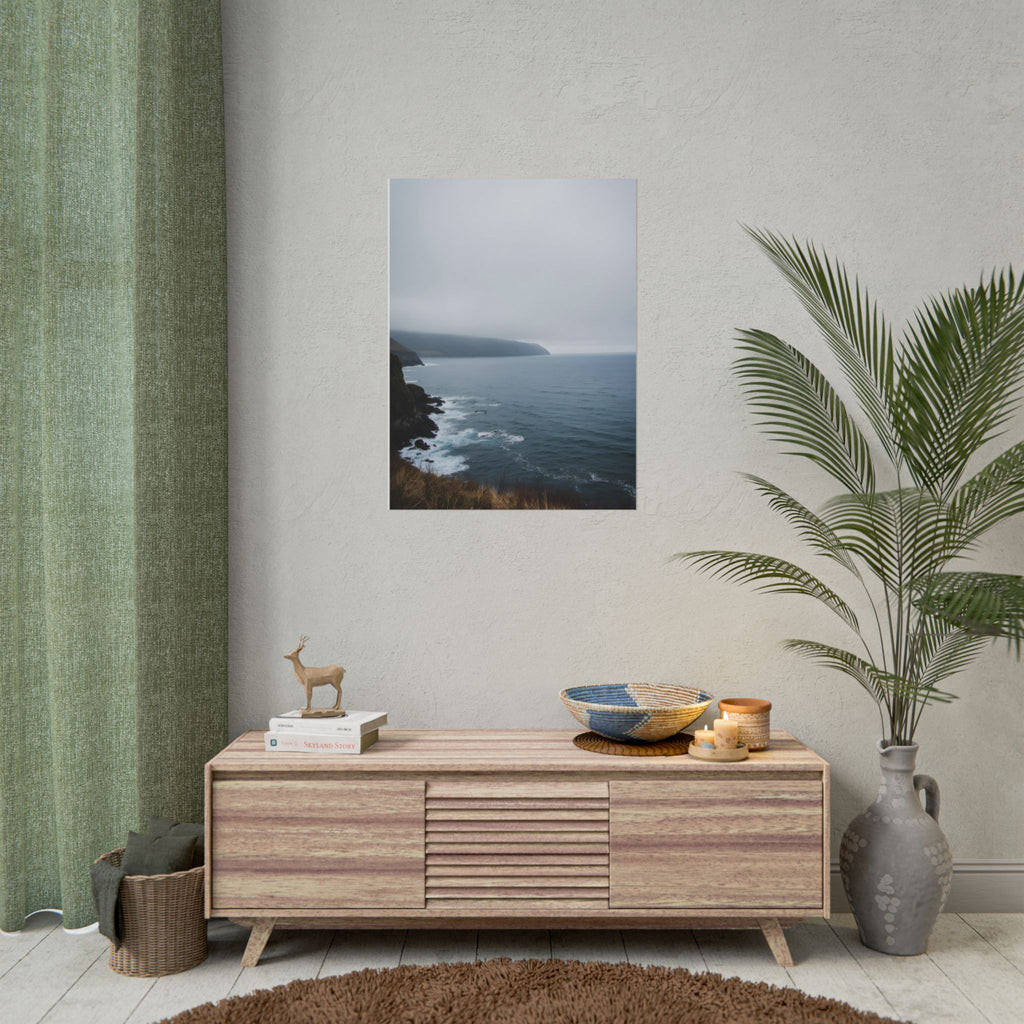 Foggy Coastal Cliff Wall Art  - Poster