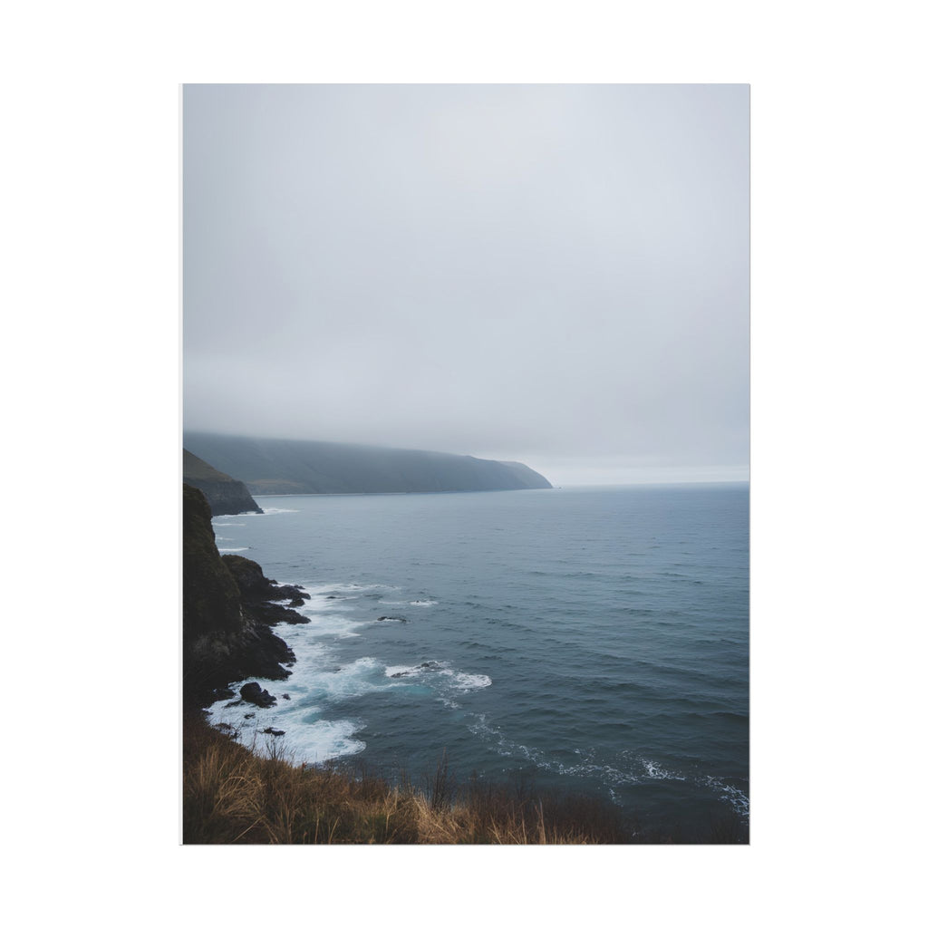 Foggy Coastal Cliff Wall Art  - Poster