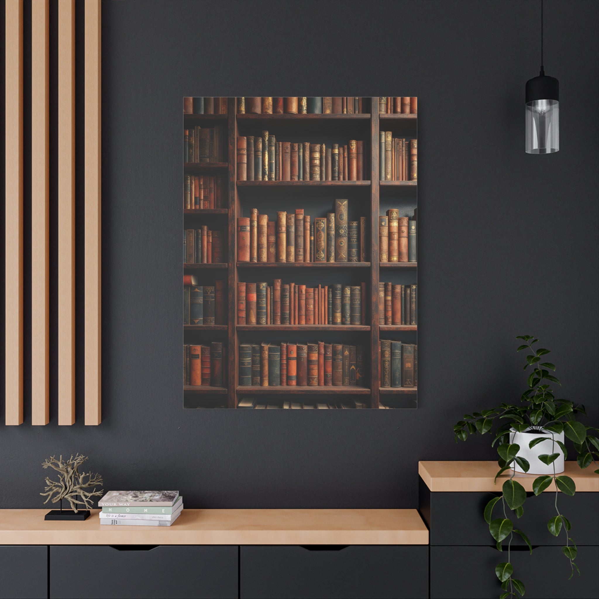 Vintage Bibliotheekboeken Canvas Print - Gestapelde Antieke Boekenkast Muurkunst