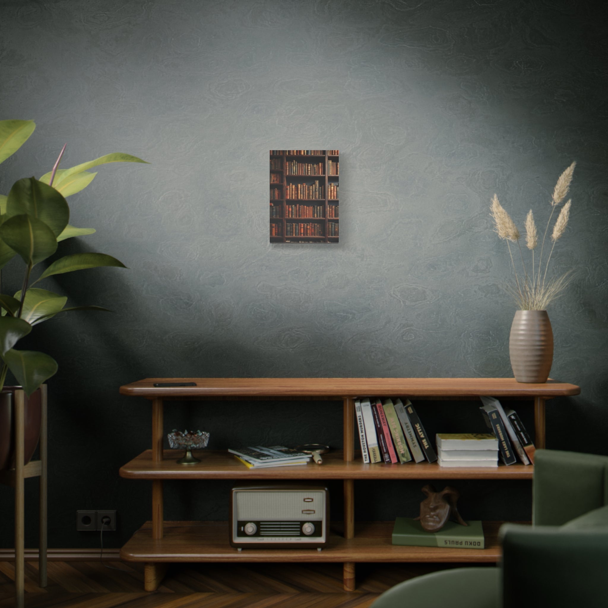 Vintage Library Books Canvas Print - Stacked Antique Bookshelf Wall Art