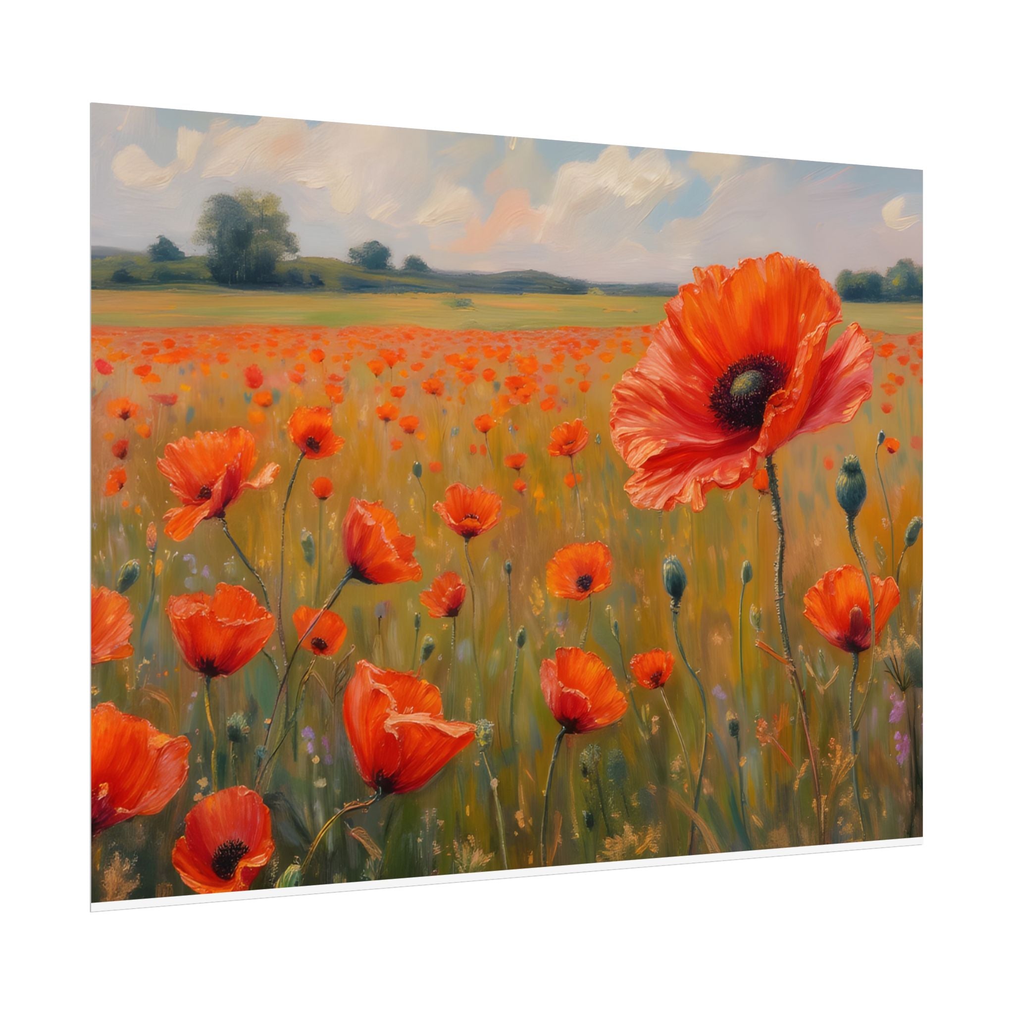 Poppy Field Kunstposter - Opgerolde Bloemen Muurprint voor Huis & Kantoor