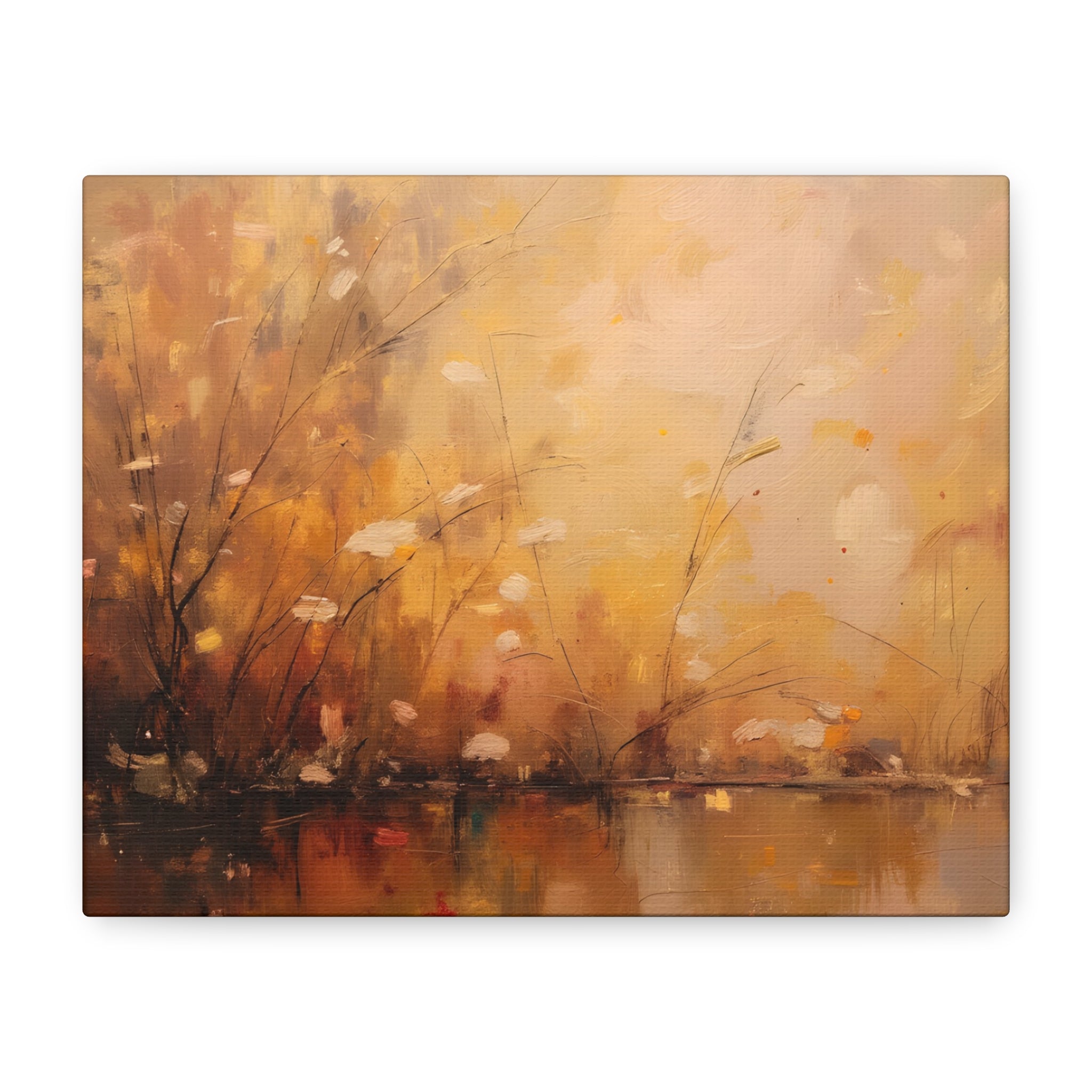 Golden Meadow Abstract Wall Art - Stretched Canvas
