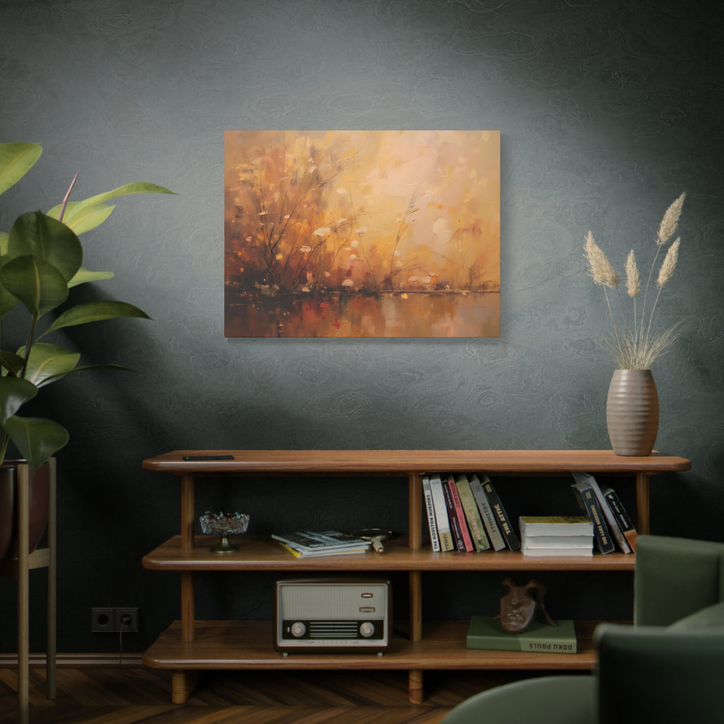 Golden Meadow Abstract Wall Art - Stretched Canvas