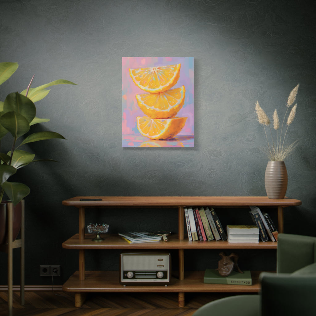 Citrus Slice - Stacked Lemon Wall Art - Stretched Canvas