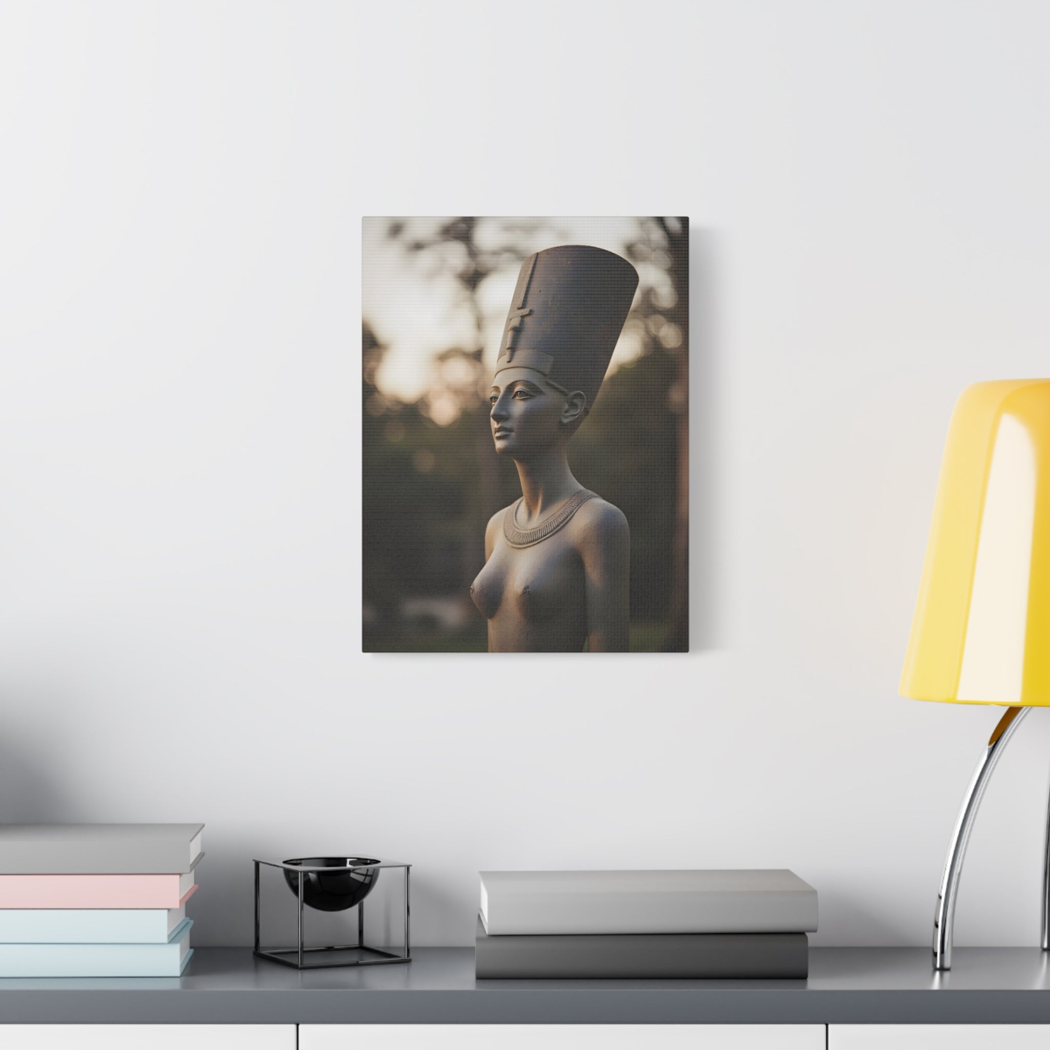 Nefertiti Bronze Statue Wall Art - Egyptian Sculpture Photography - Queen of Egypt - Stretched Canvas