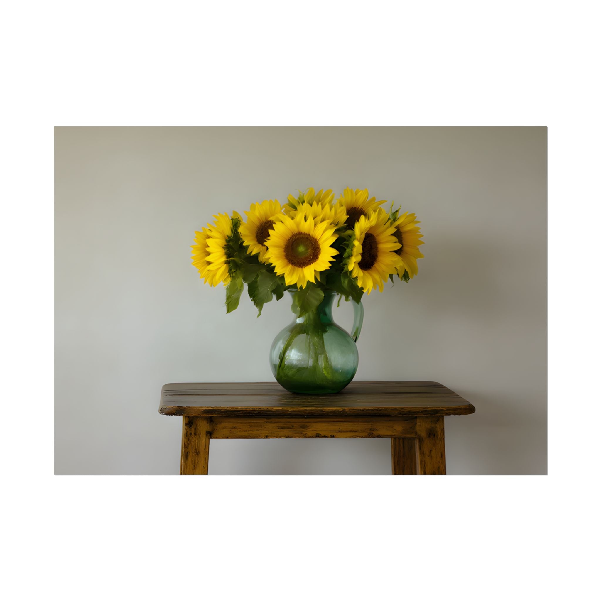 Sunflowers in Green Pitcher Wall Art - Poster