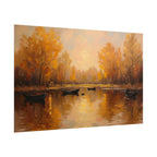 Autumn at the lake with rowboats - Poster