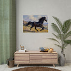 Running Black Stallion Wall Art - Horse Painting - Poster