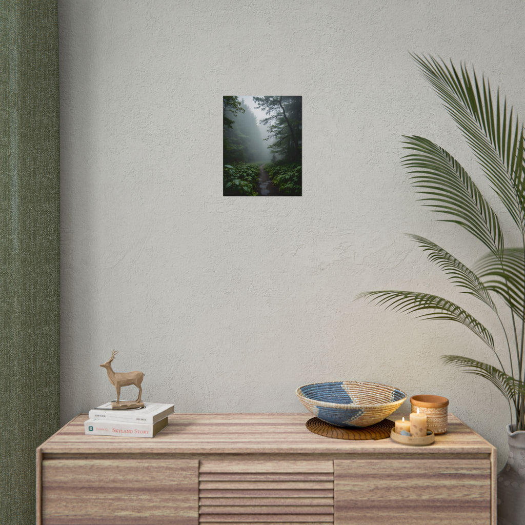 Misty Forest Path  Stretched Wall Art - Poster