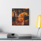 Whisky on Ice Wall Art -  Bar & Home Decor - Stretched Canvas