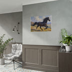 Running Black Stallion Wall Art - Horse Painting - Poster