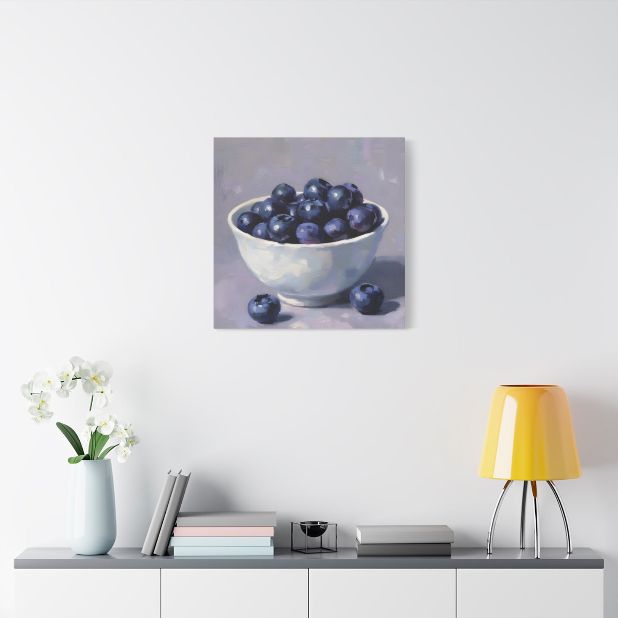 Blueberry Bowl Canvas Print — Still Life Wall Art