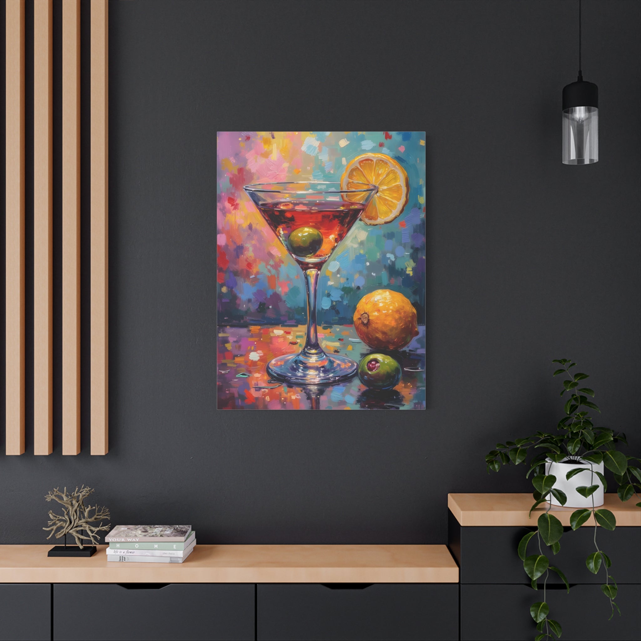 Colourful Martini Glass Matte Canvas Wall Art - Stretched canvas