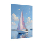 Sailing boat on calm water with pink accents - Poster
