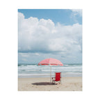 Sun-drenched beach memory with beach chair and umbrella - Poster