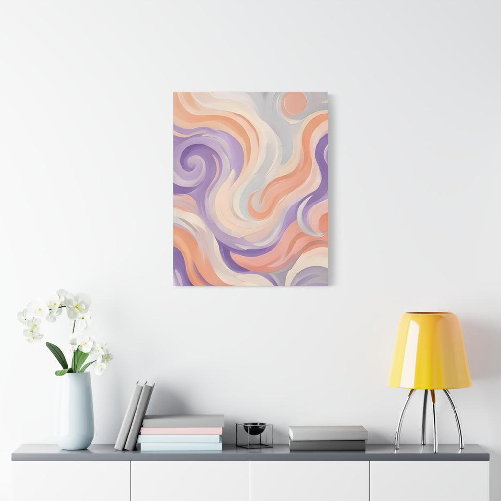 Abstract Swirl Matte Canvas Wall Art - Pastel Waves Stretched Print