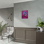 Colorful Songbird Poster — Blue Jay Art Print on Vibrant Pink Background