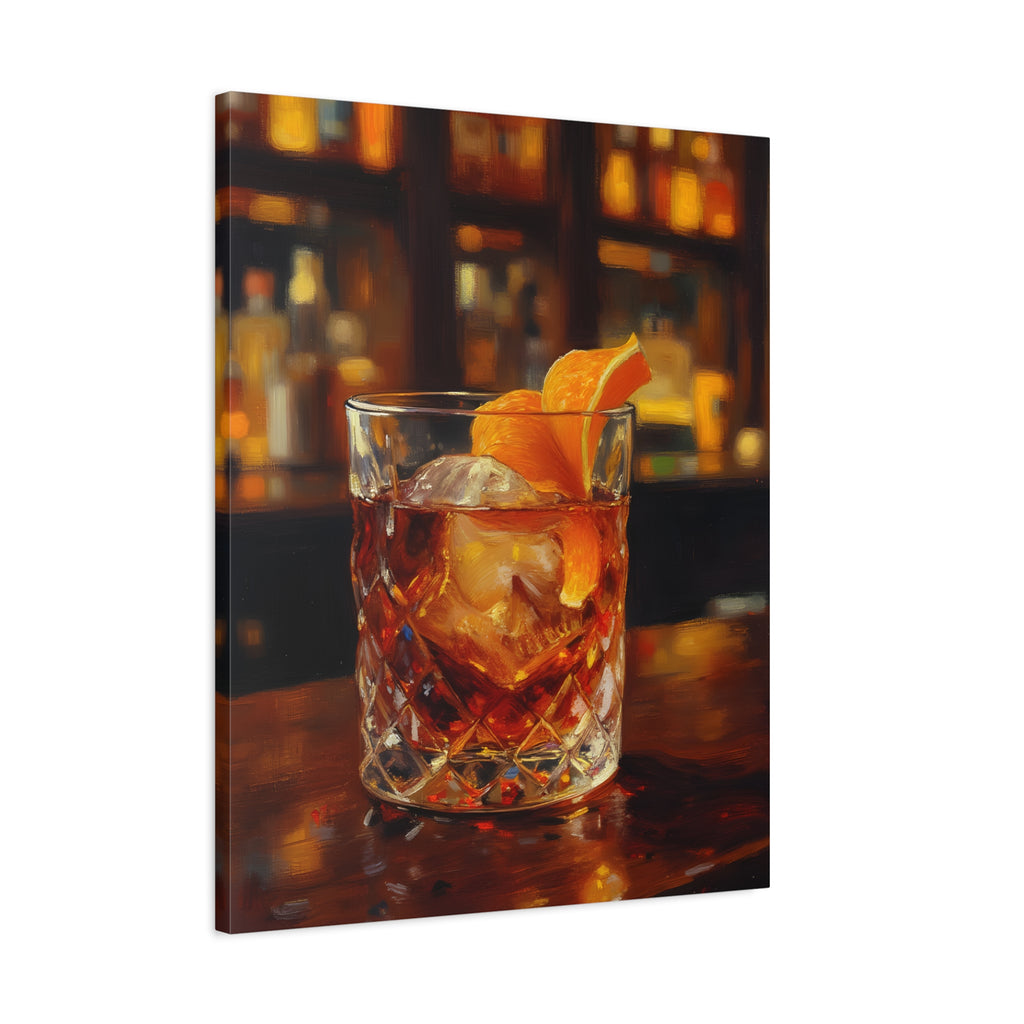 Whisky on Ice Wall Art -  Bar & Home Decor - Stretched Canvas