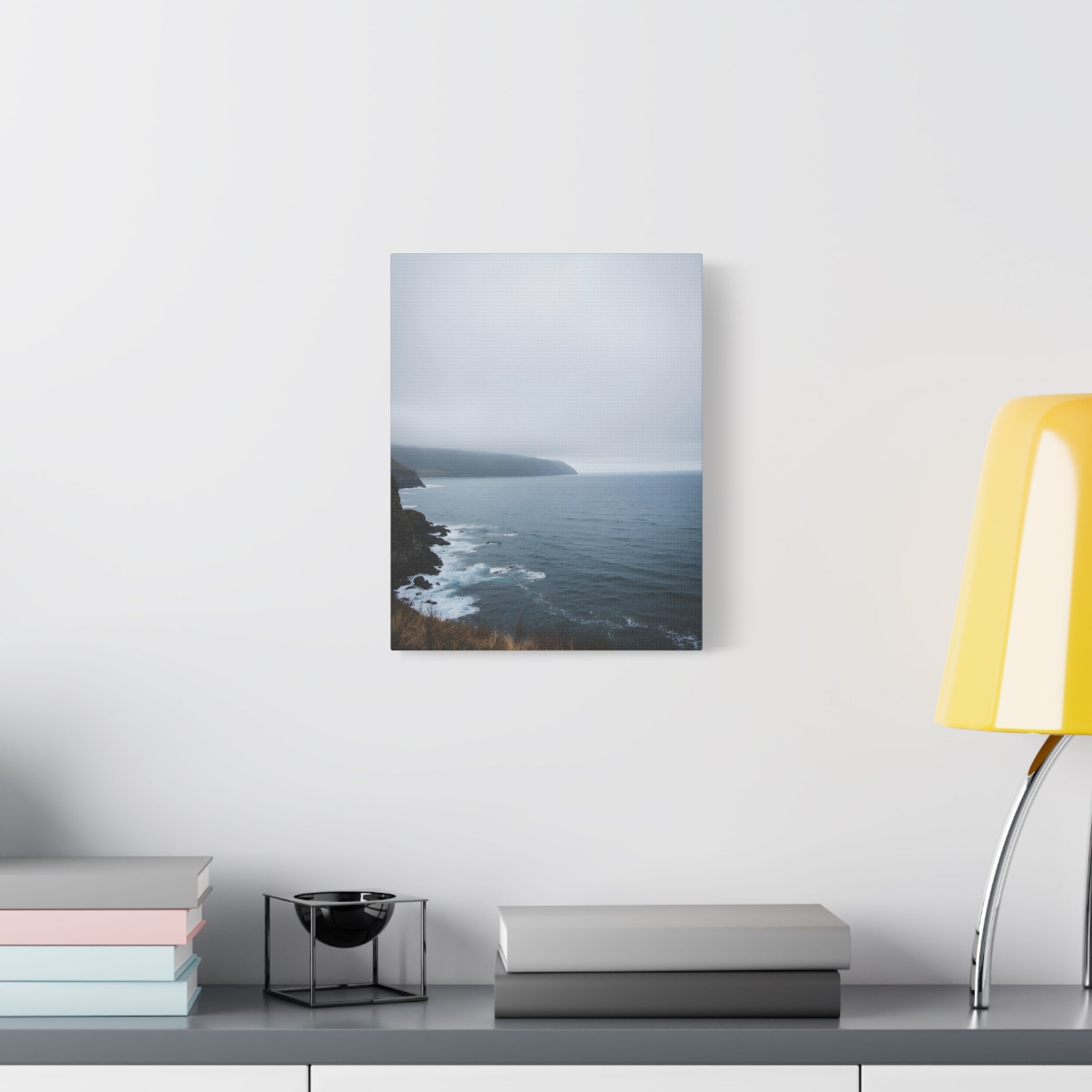 Foggy Coastal Cliff Wall Art  - Stretched Canvas