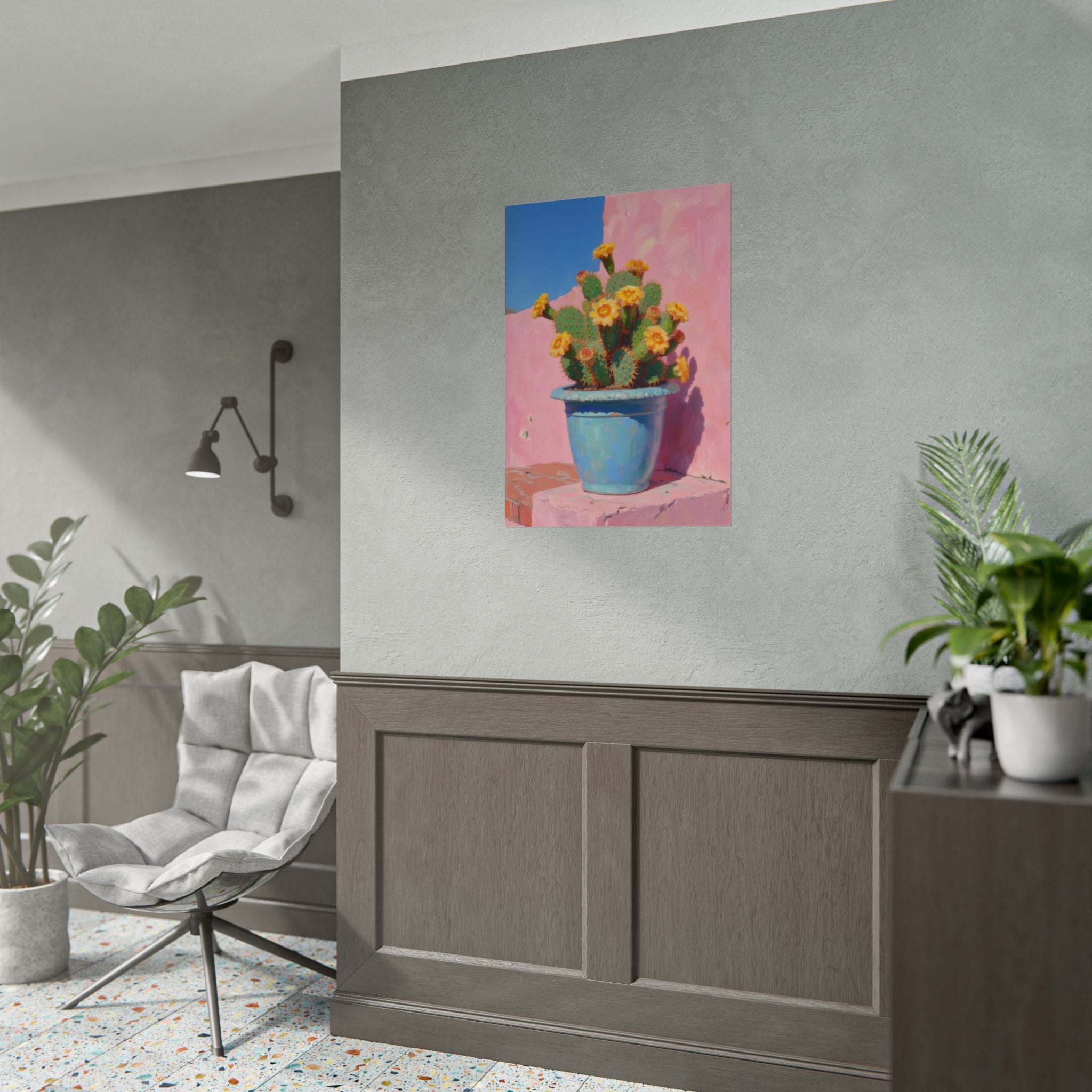 Cactus Roze Muurdecoratie - Poster 
