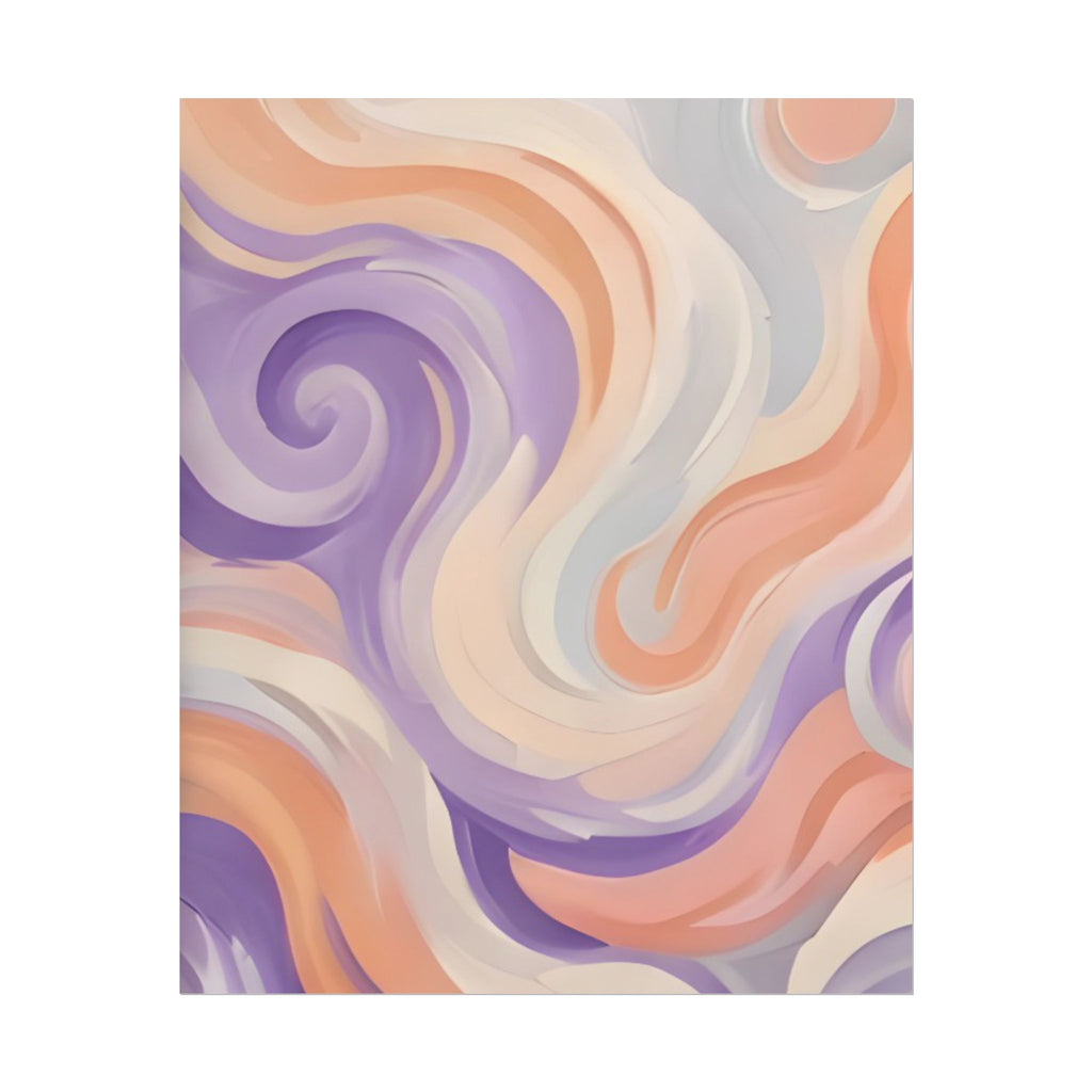Abstract Swirl Poster - Peach & Lavender Fluid Art Rolled Wall Print