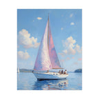 Sailing boat on calm water with pink accents - Poster