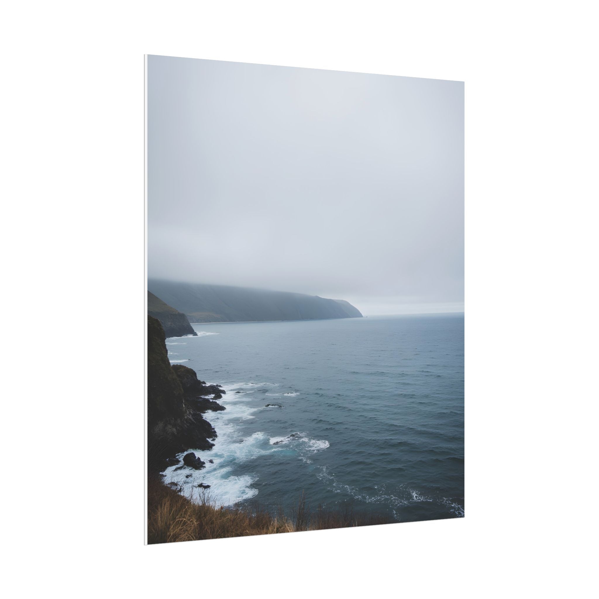 Foggy Coastal Cliff Wall Art  - Poster