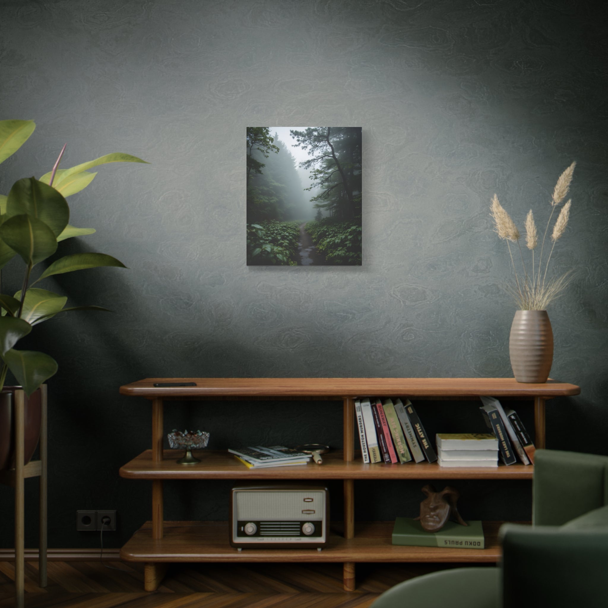 Misty Forest Path  Stretched Wall Art - Canvas Print