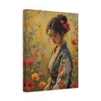 Asian Floral Lady Wall Art - Stretched Canvas