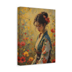 Asian Floral Lady Wall Art - Stretched Canvas