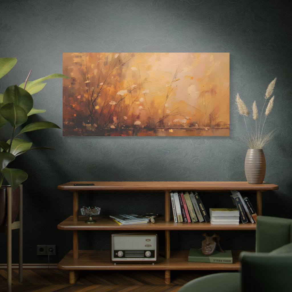 Golden Meadow Abstract Wall Art - Stretched Canvas