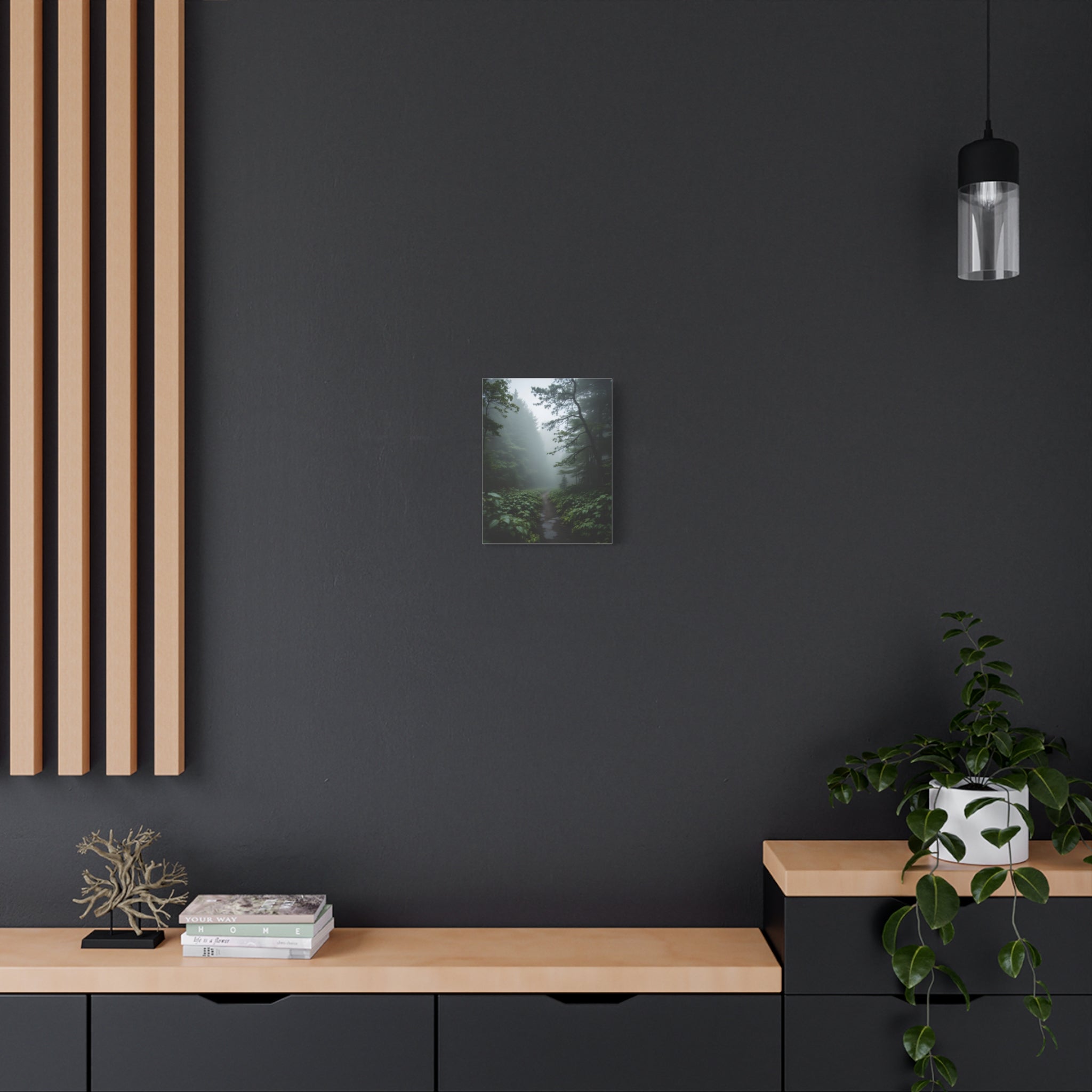 Misty Forest Path  Stretched Wall Art - Canvas Print