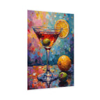 Colorful martini glass with lemon and olive Wall Art - Poster