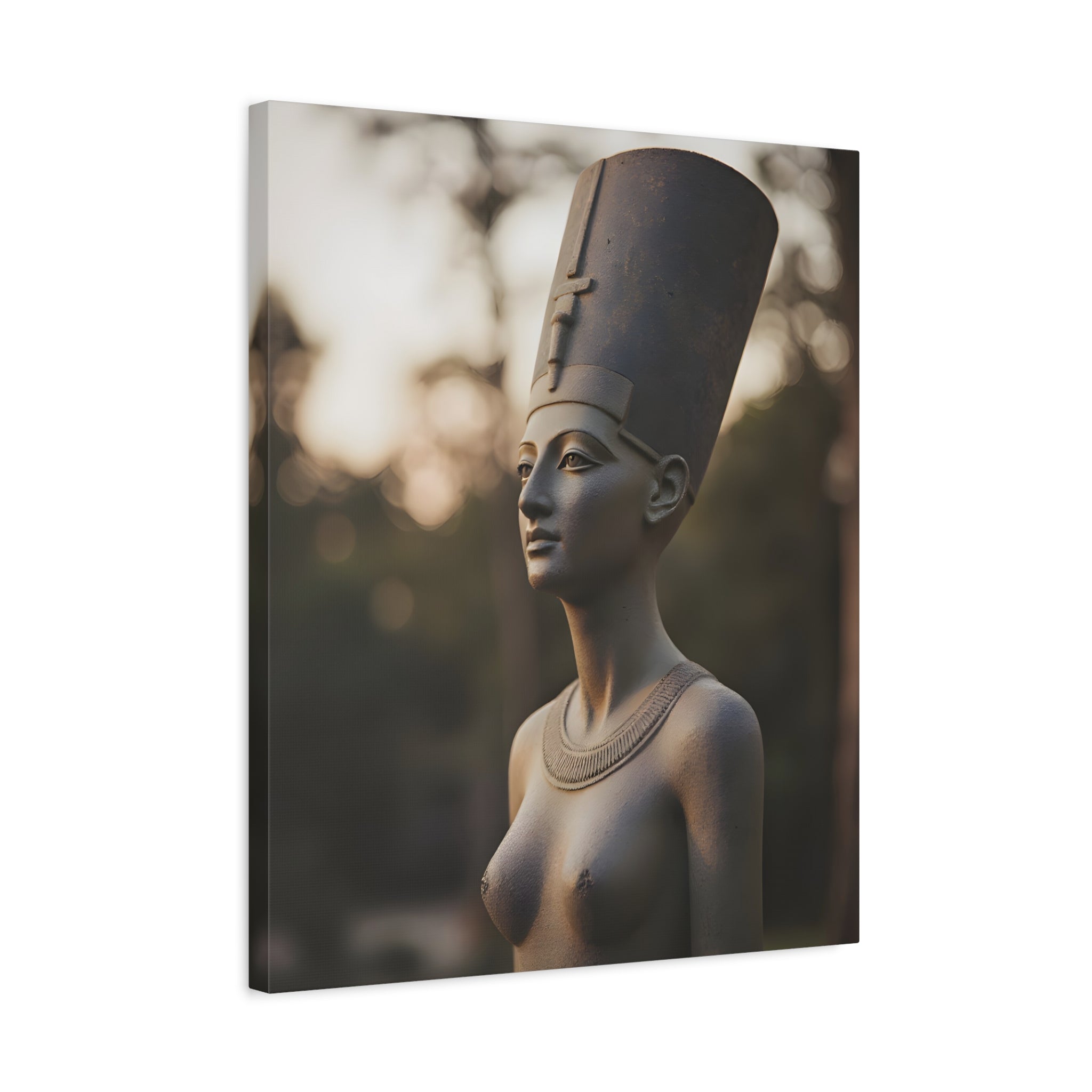 Nefertiti Bronze Statue Wall Art - Egyptian Sculpture Photography - Queen of Egypt - Stretched Canvas