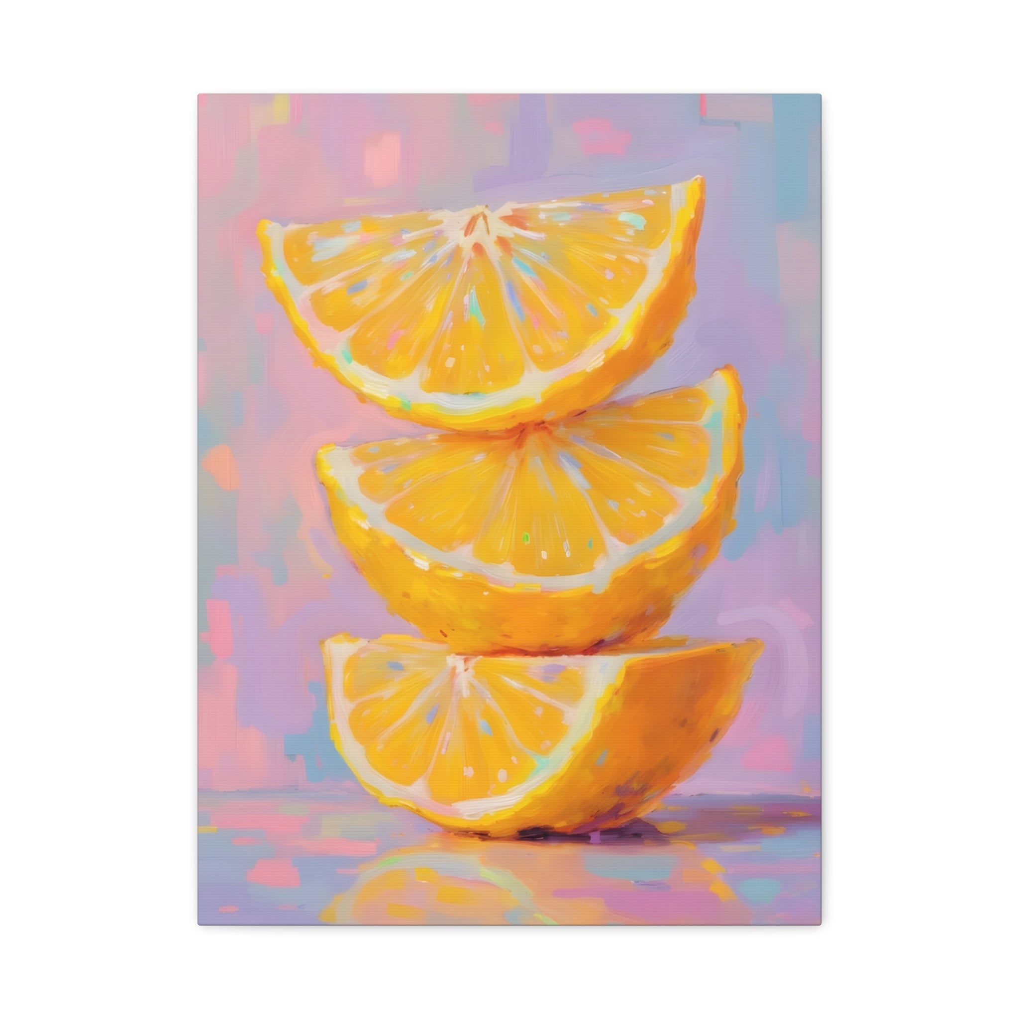 Citrus Slice - Stacked Lemon Wall Art - Stretched Canvas