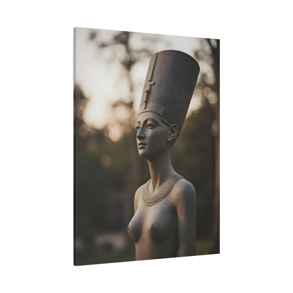 Nefertiti Bronze Statue Wall Art - Egyptian Sculpture Photography - Queen of Egypt - Stretched Canvas
